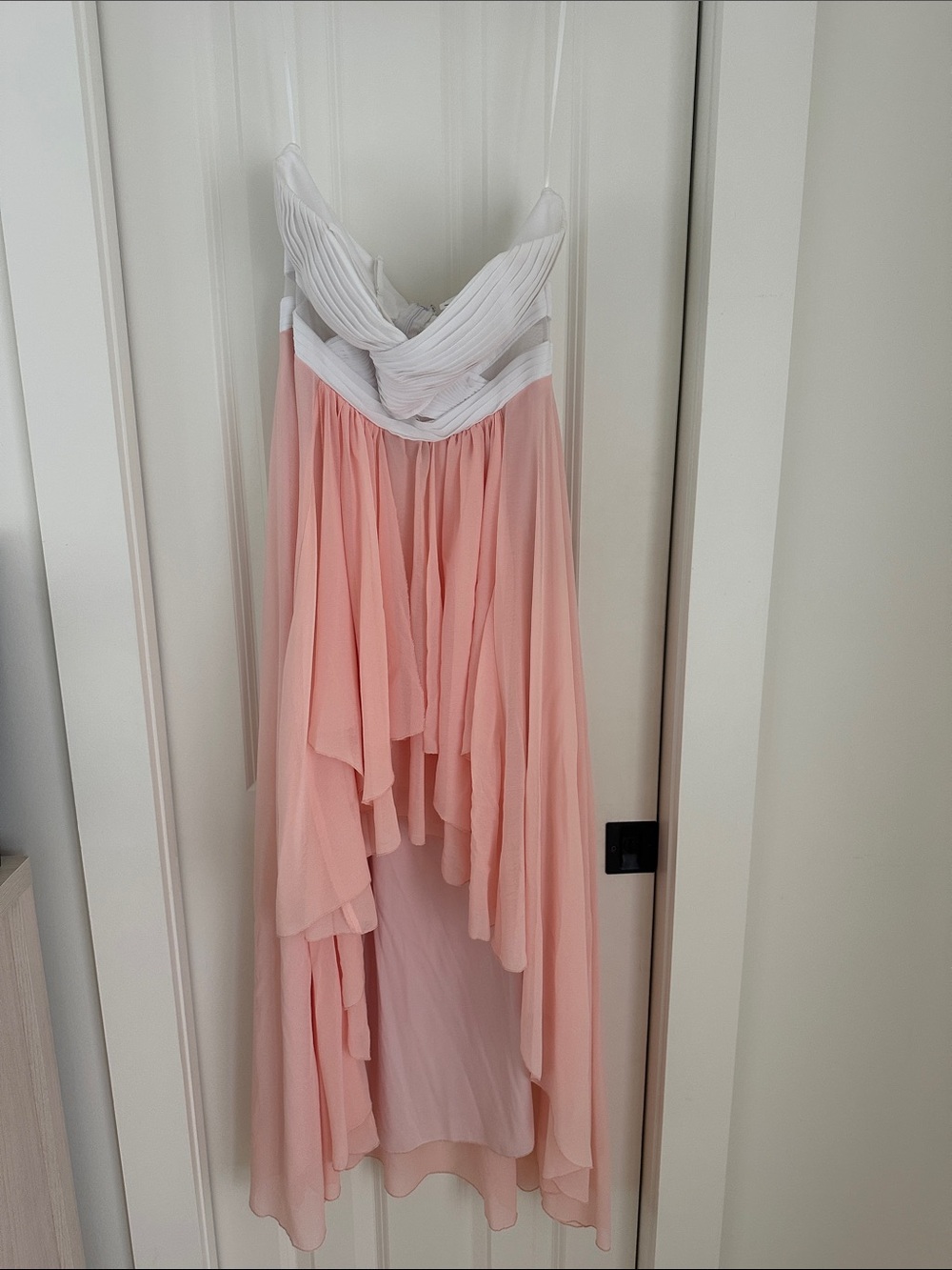 VENUS White & Peach Dress with Sheer Mesh Accents